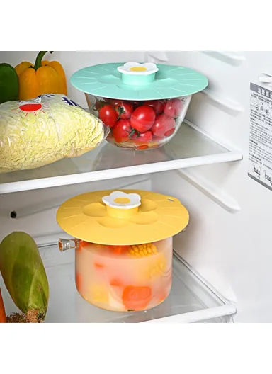 Cute Flower Silicone Preservation Cover Kitchen Bowl Lid - Green