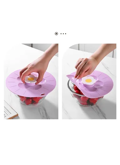 Cute Flower Silicone Preservation Cover Kitchen Bowl Lid - Yellow