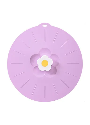 Cute Flower Silicone Preservation Cover Kitchen Bowl Lid - Purple