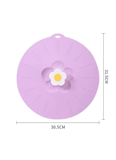 Cute Flower Silicone Preservation Cover Kitchen Bowl Lid - Purple