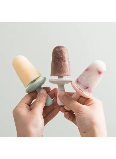 4-Grid Silicone Ice Pop Maker, Easy-Release, Reusable DIY Ice Cream Mold, Snowman Design (L23.5 x W7.7 x H12)cm - Grey &amp; White