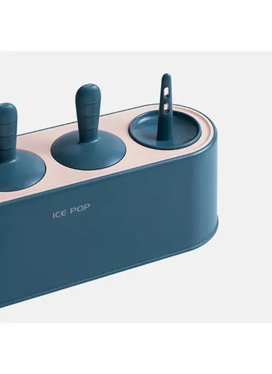 4-Grid Silicone Ice Pop Maker – Easy-Release, Reusable DIY Ice Cream Mold, Snowman Design - Dark Blue