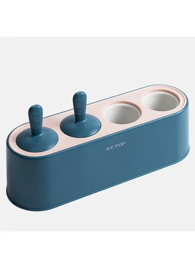 4-Grid Silicone Ice Pop Maker – Easy-Release, Reusable DIY Ice Cream Mold, Snowman Design - Dark Blue