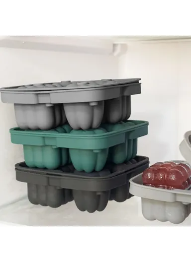 2-in-1 Silicone Ice Cube Tray Ice Making Mold with Funnel (L12 x W4.4)cm - Blackish Green