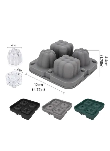 2-in-1 Silicone Ice Cube Tray Ice Making Mold with Funnel (L12 x W4.4)cm - Blackish Green