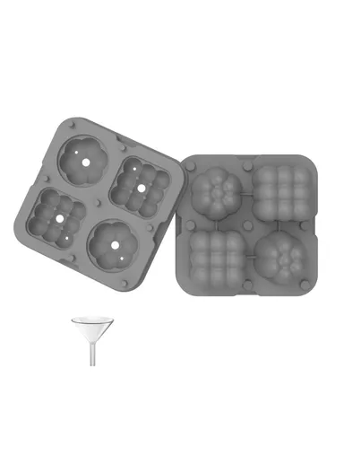 2-in-1 Silicone Ice Cube Tray Ice Making Mold with Funnel (L12 x W4.4)cm - Grey