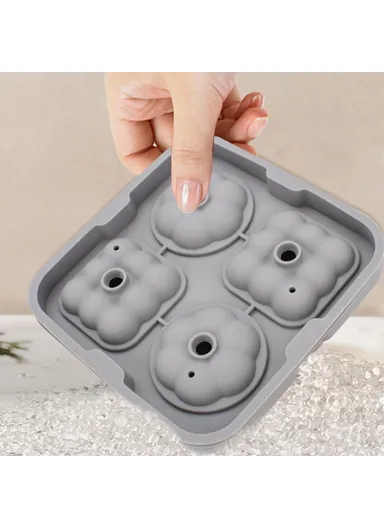 2-in-1 Silicone Ice Cube Tray Ice Making Mold with Funnel (L12 x W4.4)cm - Grey