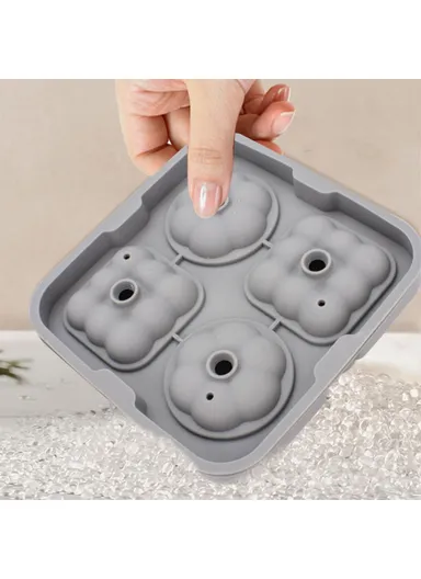 2-in-1 Ice Cube Tray Reusable Silicone Ice Making Mold With Funnel + Ice Clamp (W12 x H4.4)cm - Black