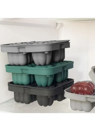 2-in-1 Ice Cube Tray Reusable Silicone Ice Making Mold With Funnel + Ice Clamp (W12 x H4.4)cm - Black