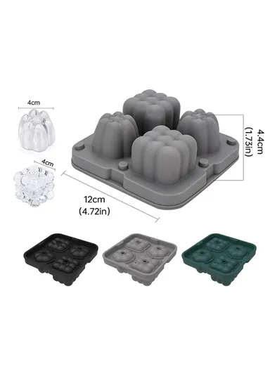 2-in-1 Ice Cube Tray Reusable Silicone Ice Making Mold With Funnel + Ice Clamp (W12 x H4.4)cm - Black