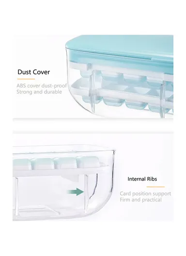 Multi Grid Drink Ice Cube Maker Refrigerator Ice Cube Mold Tray - Double Layer Ice Mold Set/Pink