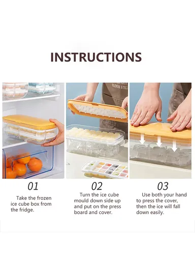 Multi Grid Drink Ice Cube Maker Refrigerator Ice Cube Mold Tray - Double Layer Ice Mold Set/Pink