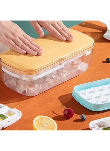 Multi Grid Drink Ice Cube Maker Refrigerator Ice Cube Mold Tray - Double Layer Ice Mold Set/Pink