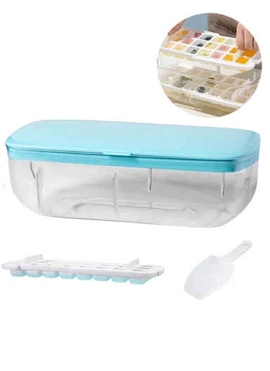 Multi Grid Drink Ice Cube Maker Refrigerator Ice Cube Mold Tray - Single Layer Ice Mold Set/Blue