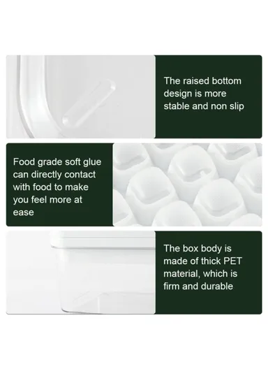 Double Layer Ice Cube Maker Mold Box Kitchen Press Ice Tray With Lid (L22 x W13.5 x H10.5)cm - Green