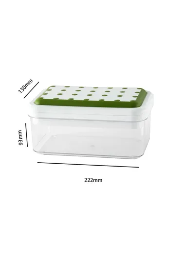 Double Layer Ice Cube Maker Mold Box Kitchen Press Ice Tray With Lid (L22 x W13.5 x H10.5)cm - Green
