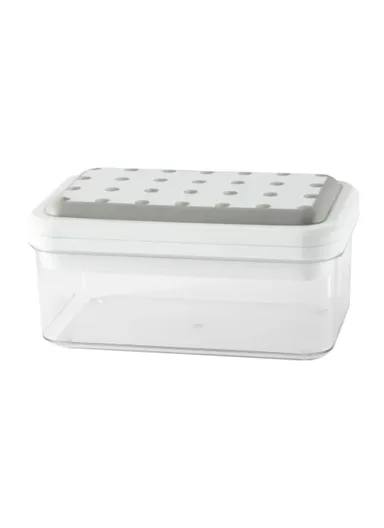 Double Layer Ice Cube Maker Mold Box Kitchen Press Ice Tray With Lid (L22 x W13.5 x H10.5)cm - Light Grey