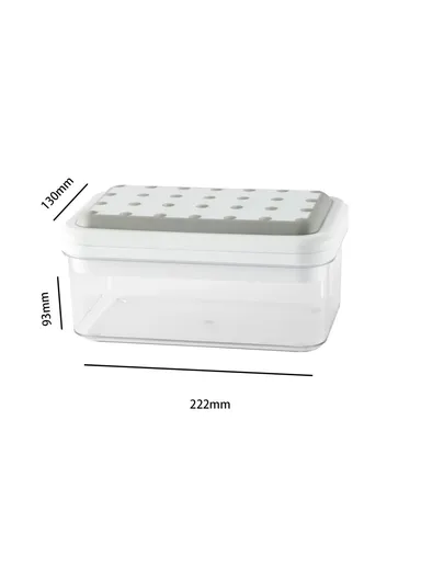 Double Layer Ice Cube Maker Mold Box Kitchen Press Ice Tray With Lid (L22 x W13.5 x H10.5)cm - Light Grey