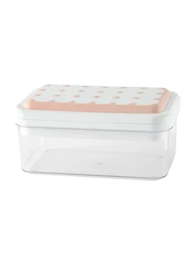 Double Layer Ice Cube Maker Mold Box Kitchen Press Ice Tray With Lid (L22 x W13.5 x H10.5)cm - Pink