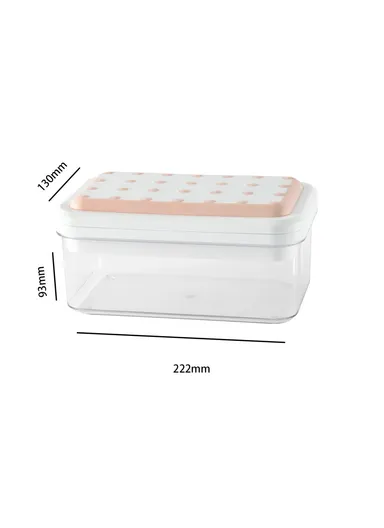 Double Layer Ice Cube Maker Mold Box Kitchen Press Ice Tray With Lid (L22 x W13.5 x H10.5)cm - Pink