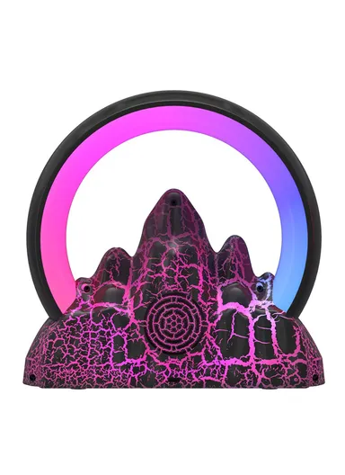 Tuya Smart Flame Mountain Shaped Ambient Light with 15W Wireless Charging, Bluetooth Speaker - White