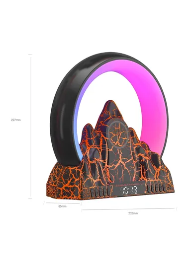 Tuya Smart Flame Mountain Shaped Ambient Light with 15W Wireless Charging, Bluetooth Speaker - White