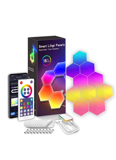 10Pcs RGBIC LED Light DIY Hexagonal Honeycomb LED Wall Lamp with Smart APP Voice Control Game Room Decor