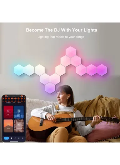 10Pcs RGBIC LED Light DIY Hexagonal Honeycomb LED Wall Lamp with Smart APP Voice Control Game Room Decor