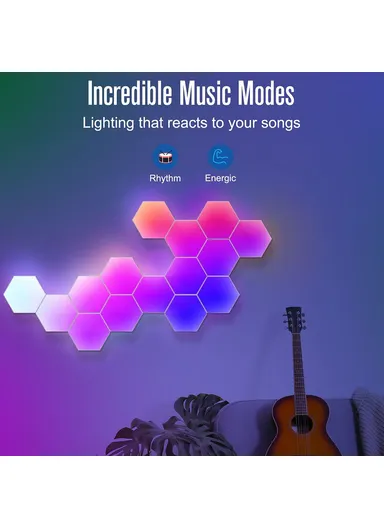 10Pcs RGBIC LED Light DIY Hexagonal Honeycomb LED Wall Lamp with Smart APP Voice Control Game Room Decor
