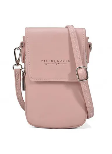 PU Leather Women Crossbody Bag Phone Cosmetics Carrying Bag PL614-44 - Pink
