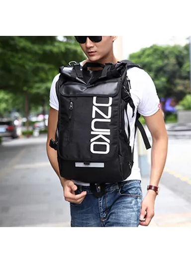 Casual Travel Oxford Cloth Backpack Men Dual Shoulder Laptop Bag 8020 - Black