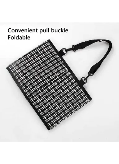 Car Trash Can Foldable Bag Cloth Hanging Garbage Bin Snack Storage Box - Beige - Black White