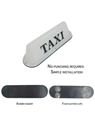 12V AC-778 Universal Taxi Roof Light PP Taxi Roof LED Lamp - White / Suction Cup