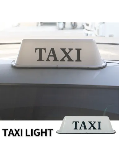12V AC-778 Universal Taxi Roof Light PP Taxi Roof LED Lamp - White / 2 Round Magnets