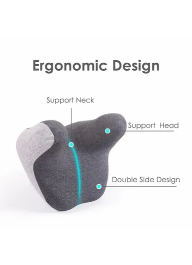 Car Seat Cervical Vertebrae Support Pillow Fatigue Relief Memory Foam Headrest Cushion - Navy Blue