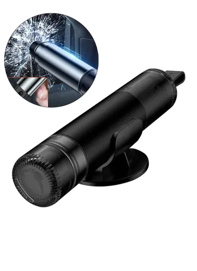 Car Safety Hammer Window Glass Breaker &amp; Seat Belt Cutter Emergency Escape Tool - Black