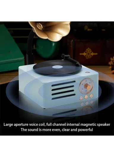 Desktop Wireless Speaker Retro Vinyl Record Design Bluetooth Speaker T15 - Classic Pink