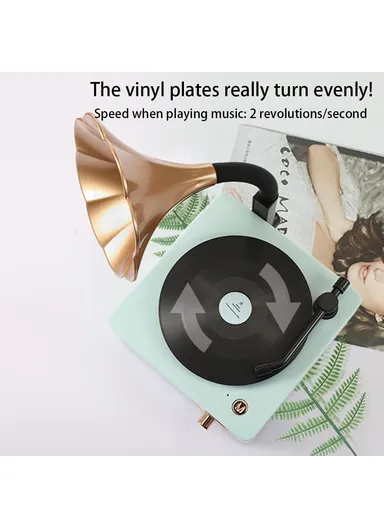 Desktop Wireless Speaker Retro Vinyl Record Design Bluetooth Speaker T15 - Classic Pink