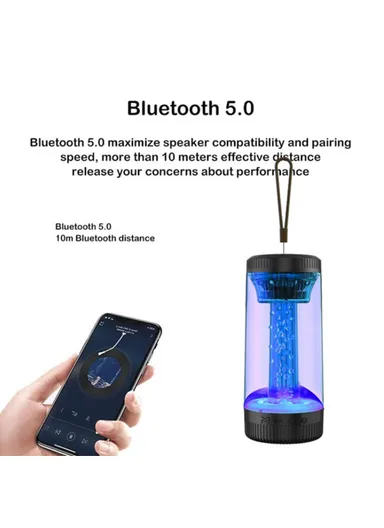 Outdoor Wireless Bluetooth Speaker Colorful Light Effect Portable Speaker Support FM TF Card USB Flash Z15 - Black