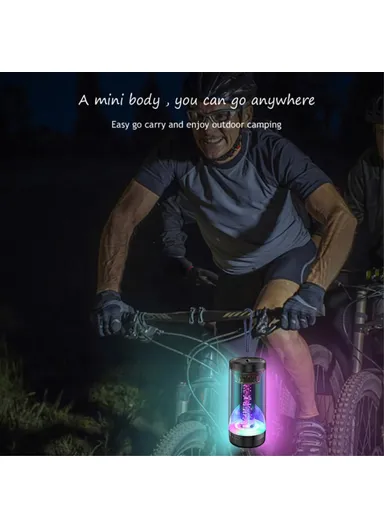 Outdoor Wireless Bluetooth Speaker Colorful Light Effect Portable Speaker Support FM TF Card USB Flash Z15 - Black