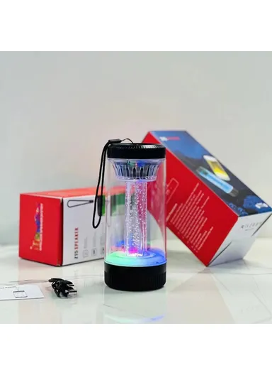 Outdoor Wireless Bluetooth Speaker Colorful Light Effect Portable Speaker Support FM TF Card USB Flash Z15 - Black