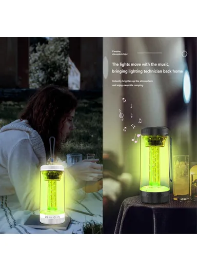 Outdoor Wireless Bluetooth Speaker Colorful Light Effect Portable Speaker Support FM TF Card USB Flash Z15 - White