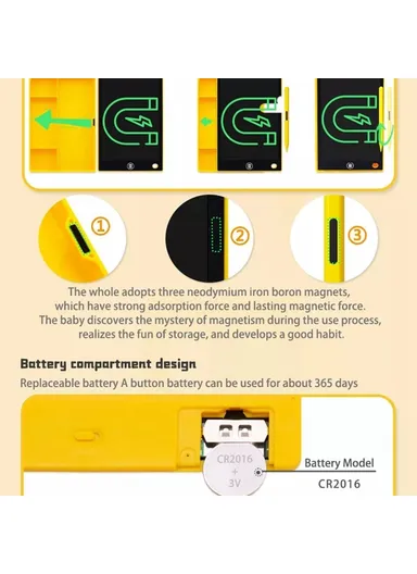 9.5 inch LCD Drawing Board Graphics Tablet Children Writing Painting Toy With Storage Box Function 08511 - Yellow