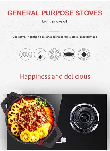 7Pcs 20/24/28cm Nonstick Toughened Casserole Multi-Cookware Set + 28cm Frypan CA002-S02- Red