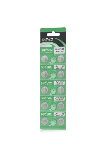 Suncom LR41/192 AG3 Alkaline Battery 1.5V Pack of 10 