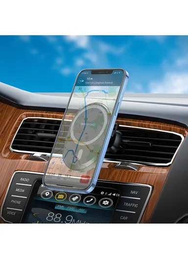 PC &amp; ABS Magnetic In-Car Phone Holder For Air Outlet &amp; iPhone 12 /13 BH71 (L6.3 x W7.9 x H9.1)cm - Black