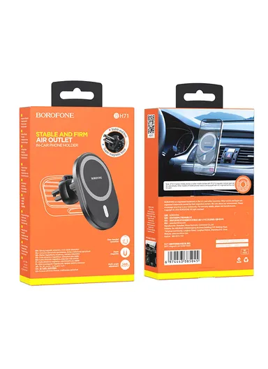 PC &amp; ABS Magnetic In-Car Phone Holder For Air Outlet &amp; iPhone 12 /13 BH71 (L6.3 x W7.9 x H9.1)cm - Black