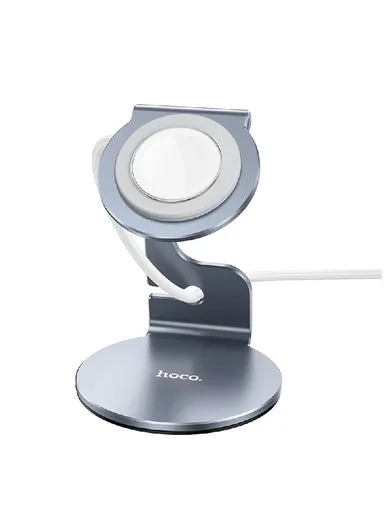 Aluminum Alloy &amp; Silicone Charging Holder For iWatch HD7 (L7 x W6.6 x H8.7)cm - Grey