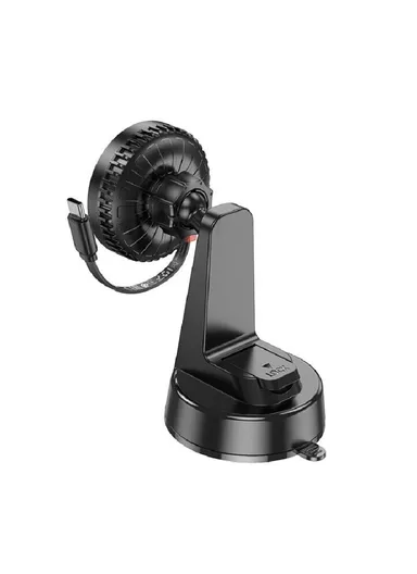 ABS &amp; Silicone In-Car Holder Mona Magnetic With Induction Charging &amp; Type C Cable To Air Vent BH208 (L10.5 x W6 x H8.5)cm - Black