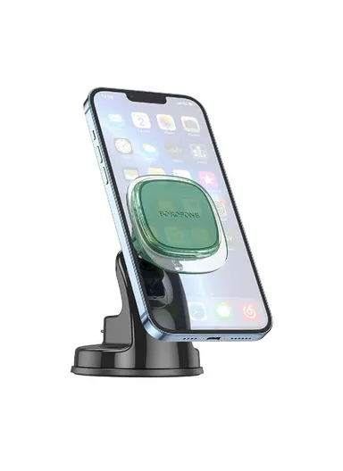 ABS PC &amp; Silicone Car Center Console Magnetic Phone Bracket BH83 (L9 x W6.8 x H10)cm - Black - Green